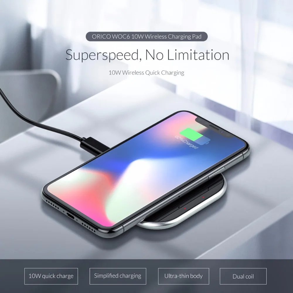 Беспроводное зарядное устройство ORICO 10 Вт для iPhone X/XS Max XR 8 Plus зеркальная