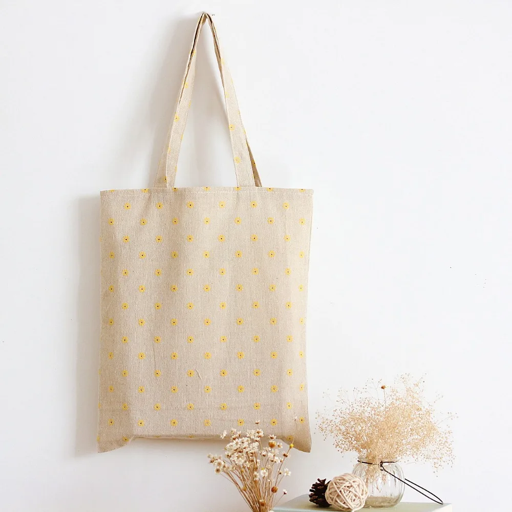 YILE вручную Экологичная многоразовая сумка шоппер через плечо из хлопка и льна
