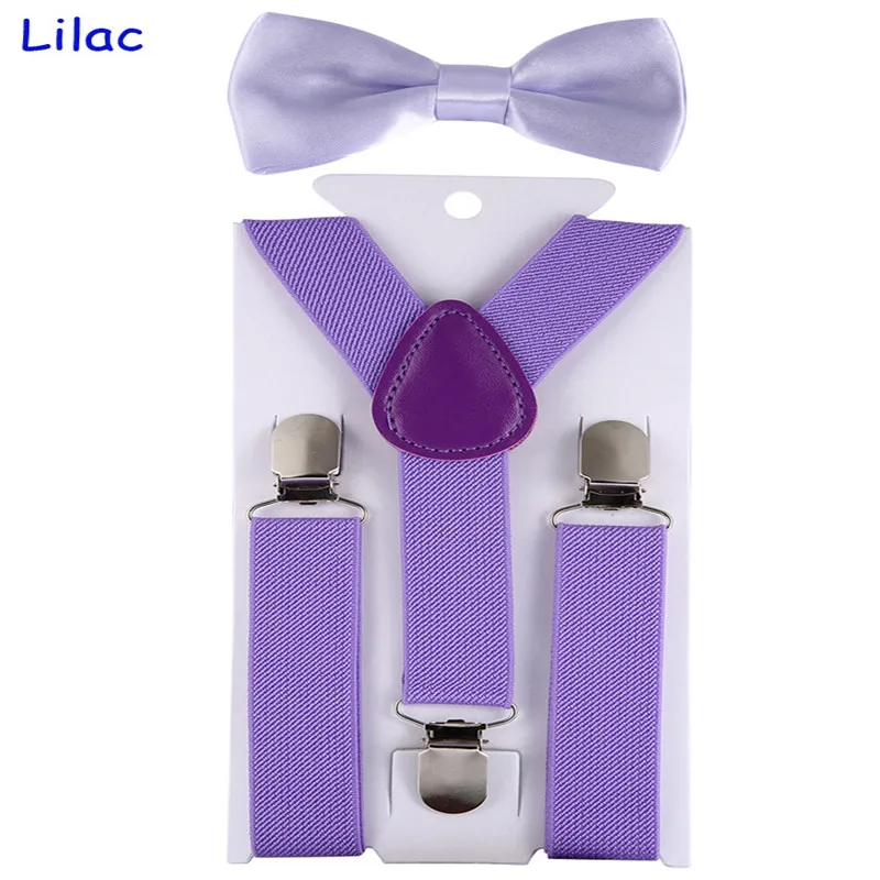 Light Purple Детские регулируемые эластичные подтяжки с галстуком-бабочкой, ДЕТСКИЕ брекеты для мальчиков и девочек, подтяжки, Детские свадебные галстуки, аксессуары - Цвет: Light Purple