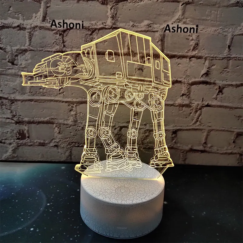 Ashoni Звездные войны 3D лампа спальня настольная ночник акриловая панель USB кабель 7