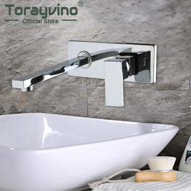 

Contemporary Concealed Bathroom Basin Faucet Hot and Cold Water Bathroom Faucet Wall Mounted Mixer Tap torneira banheiro