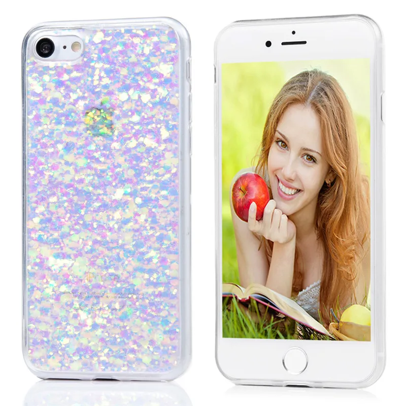 YOKIRIN Bling Косметическая пудра Блеск Мягкие TPU чехол для iPhone 7/7 Plus Блестящий игристое