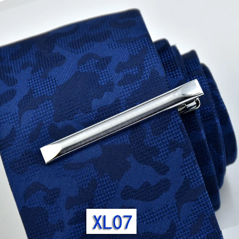 XL07 Простой металлический Серебряный зажим для галстука для мужчин Свадебный галстук застежка зажим для галстука джентльмен галстук бар блестящая резинка булавка для мужчин s подарок Hanukka - Окраска металла: XL07