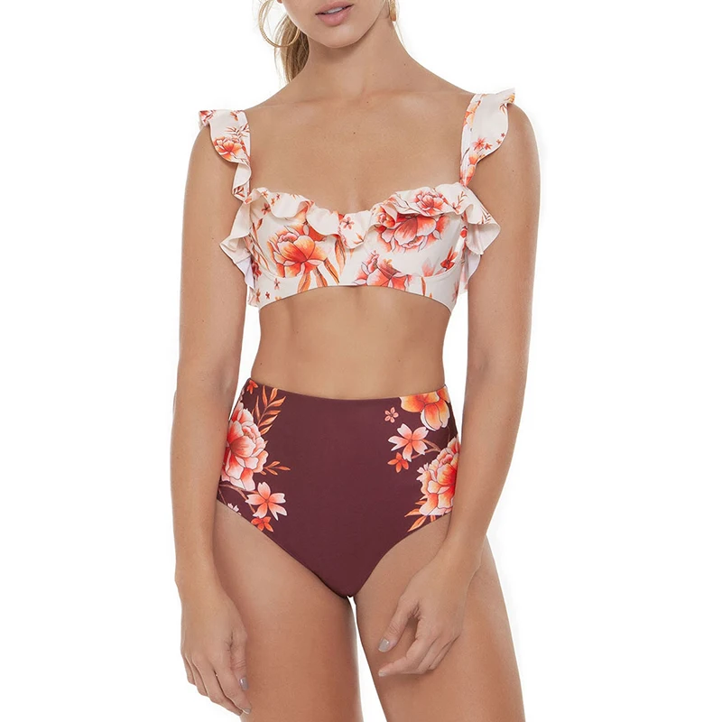Бикини с пуш-апом In-X женский купальник высокой талией и цветочным принтом 2019 |