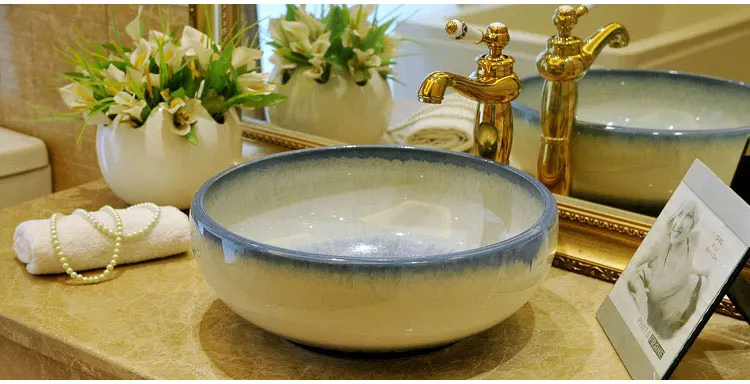 Раковина керамическая глазурованная для ванной комнаты столешница с ручной