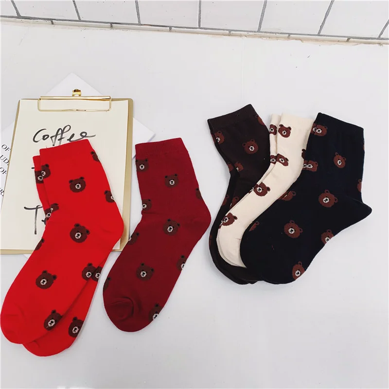 2019 Новинка осени Японский Корейский красивый мультяшный медведь носки с