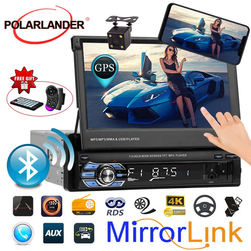 7-дюймовый автомобильный MP5 MP4-плеер 2 Din радио Bluetooth стерео FM TF USB камера заднего