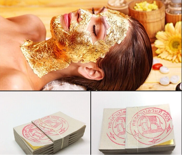 

50PCS Gold Foil Mask Sheets Spa 24K Gold Face Mask Sheet Thailand Beauty Salon Equipment Anti-Wrinkle Lift FaceBeauty Care