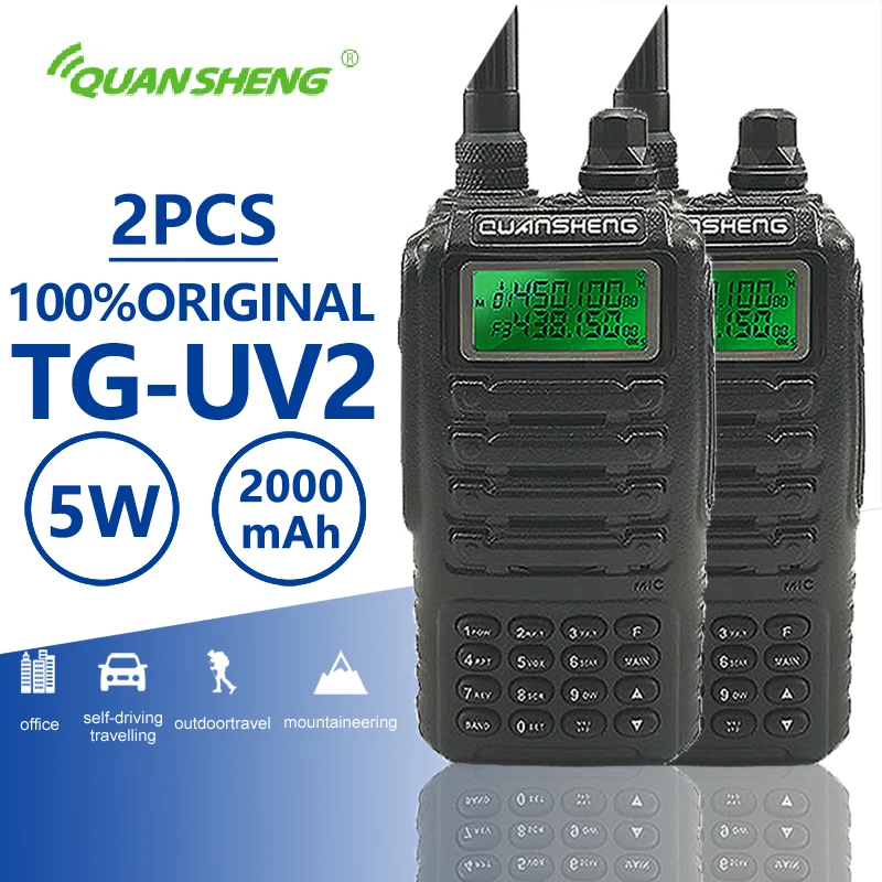 2 шт. Quansheng TG UV2 иди и болтай Walkie Talkie “иди Dual Band Ham Vhf Uhf Мобильная радиосвязь PTT