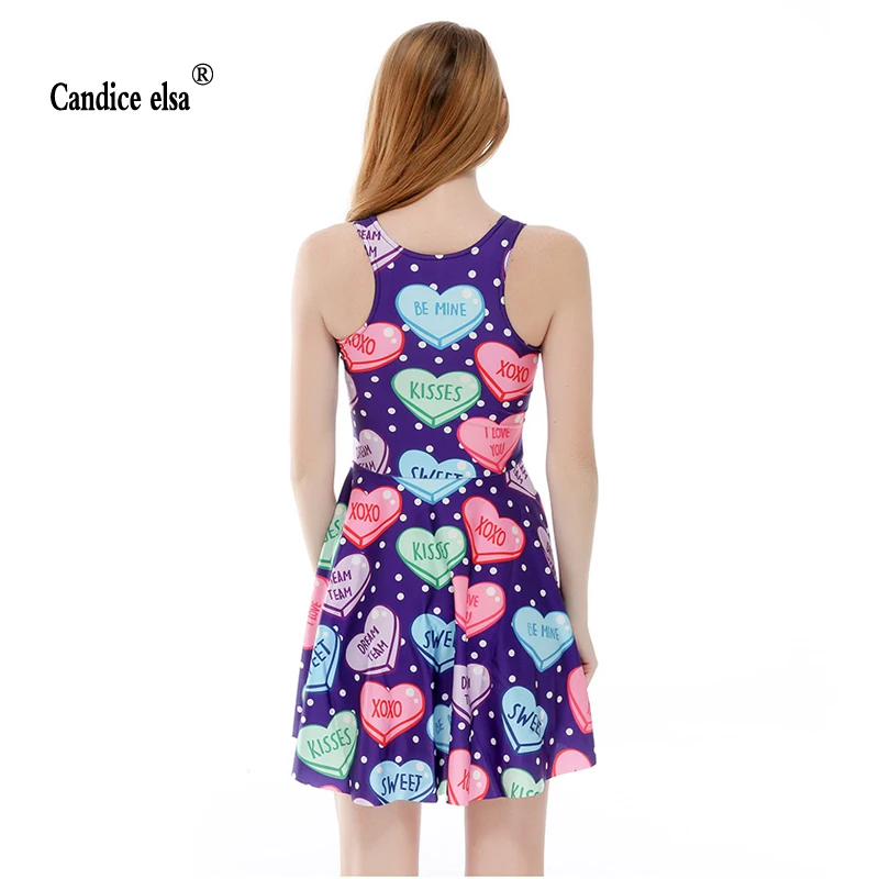 

CANDICE ELSA woman dress digital printing wholesale love pleated sheds Skd1144