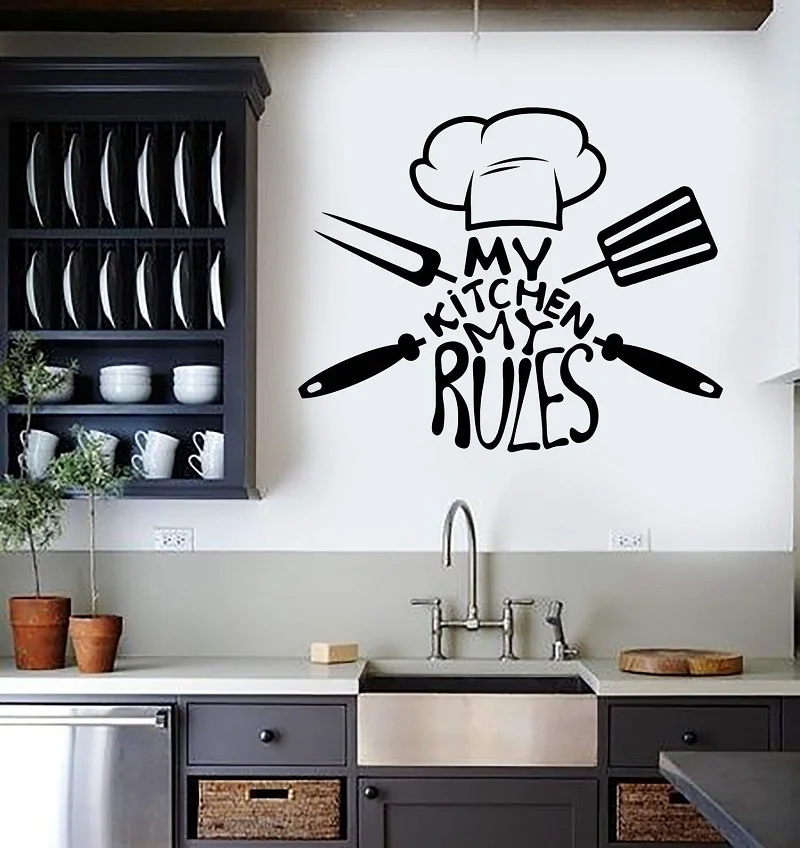 

Vinyl wall decal kitchen quote chef restaurant sticker mural, home kitchen fashion decorative wall sticker CT08