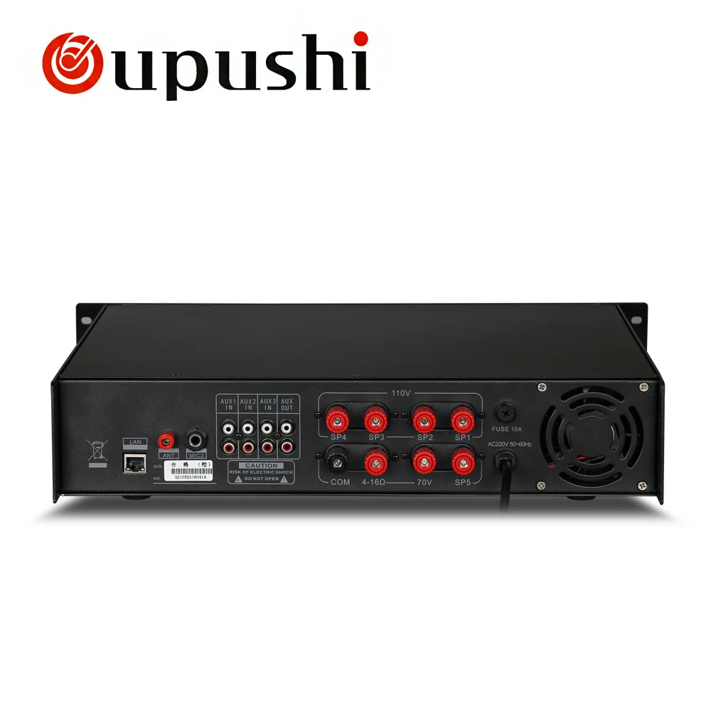 

OUPUSHI IP150A 150W-700W IP network broadcasting system 5 zone tuning 2 mic input power amplifier TCP/IP FM remote control