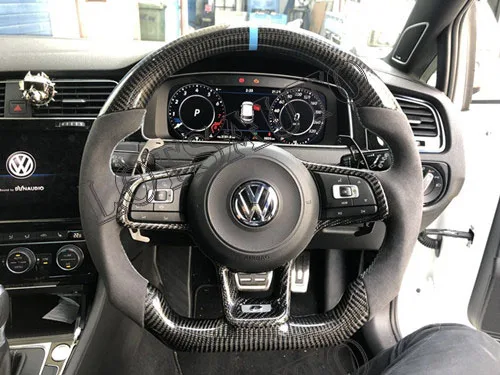 GOLF 7 R blue line Настоящее углеродное волокно руль для FIT VW Golf 7 GTI Golf R MK7 Замена(немецкий флаг линии - Цвет: GOLF 7 R blue line