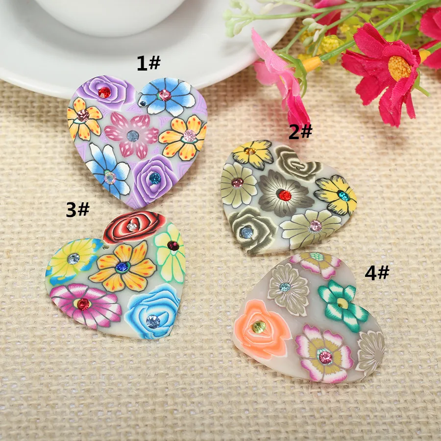 8 шт./лот 35 мм Полимерная Глина Шарм Сердце кабошоны бусины для изготовления