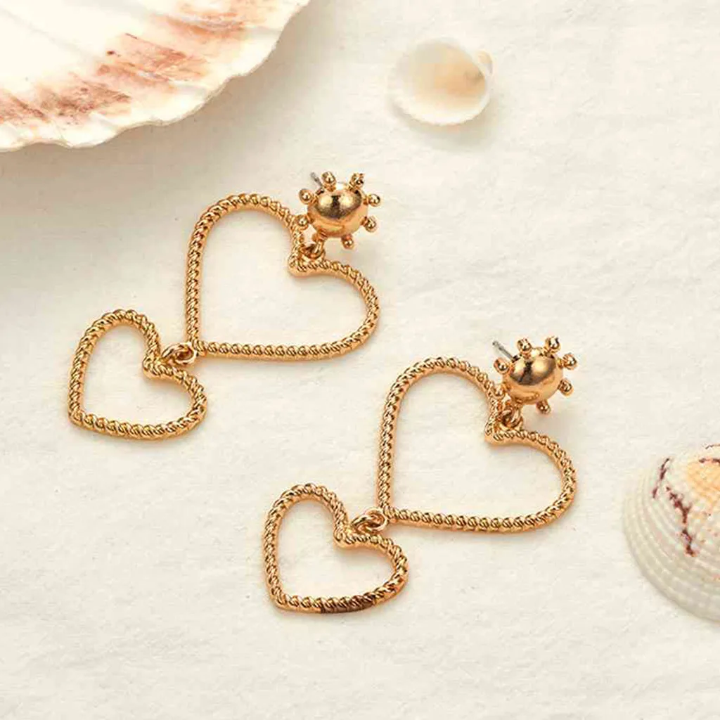 Earrings Female 2019 Elegant Simple Metal Heart Twisted Rope Sun Ladies Personality Jewelry Gift For Women z0509 | Украшения и