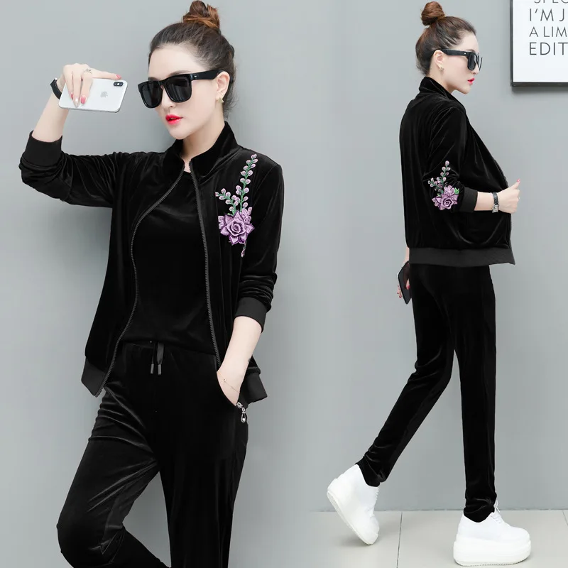 Вельветовый комплект Демисезонный 3 предмета Для женщин спортивный костюм