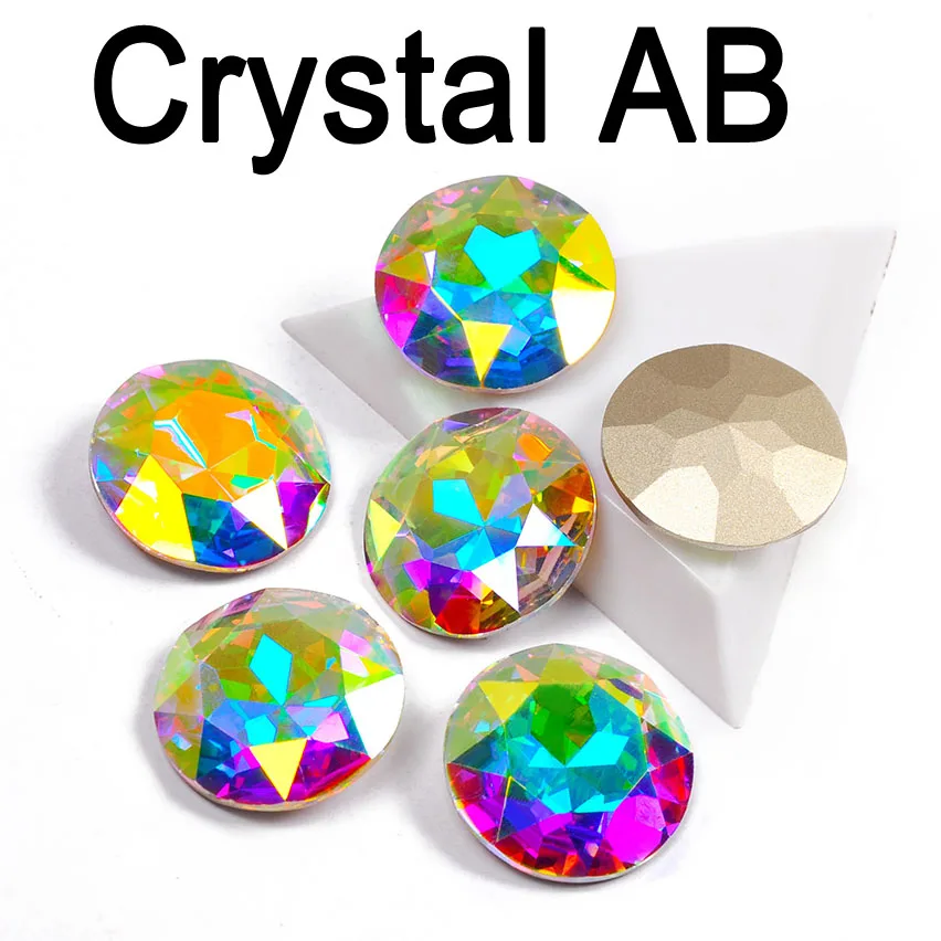 Crystal AB Красочные цвета 27 мм Блестящий Кристалл пришить стразы с когтями камни круглые стеклянные стразы Diy сумки одежда - Цвет: Crystal AB