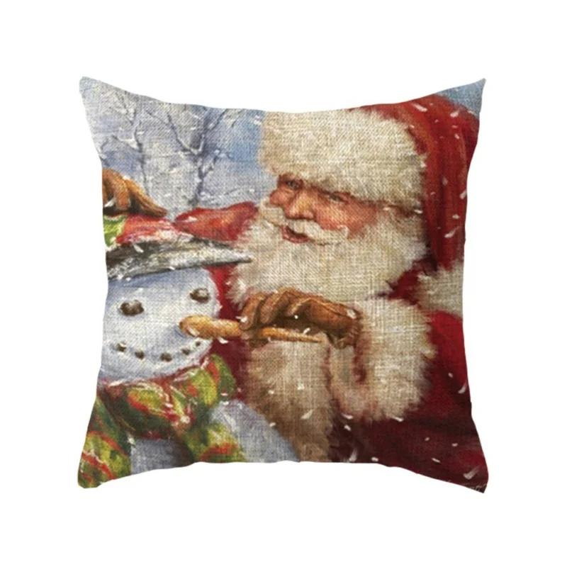 45x45cm High Quality Cotton Line Pillow Case Christmas Snowman Printing Dyeing Bed Home Decor Cushion Cover | Дом и сад