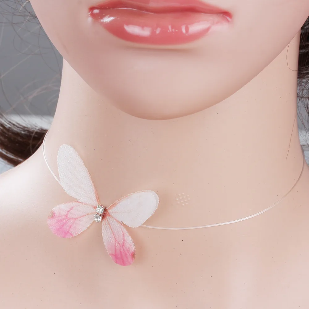 Женское колье-чокер из органзы Эфирная бабочка ручной работы в стиле бохо 8