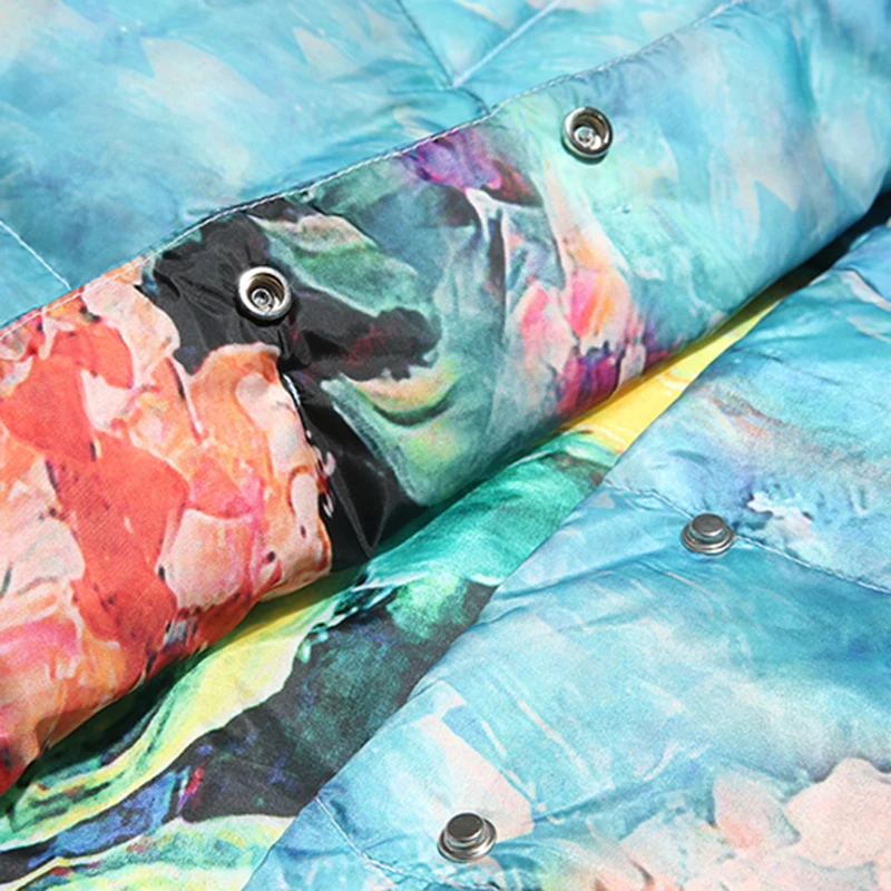 2020 Высокое качество Новый Зимний пуховик с принтом Женский Тонкий темперамент