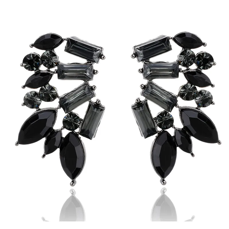 Серьги LUBOV Angel Wings элегантные женские акриловые камни Смола серьги-гвоздики эффектные для женщин и девочек Горячая Распродажа вечерние ювелирные изделия - Окраска металла: jet