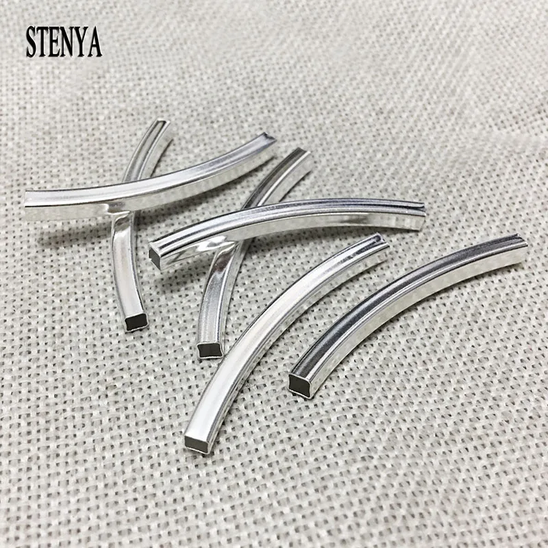 STENYA Straight Tube Beads Jewelry Making Leather Cord Rope Metal Chains Necklace Clasp Choker Findings Spacer Connector Tubes|necklace