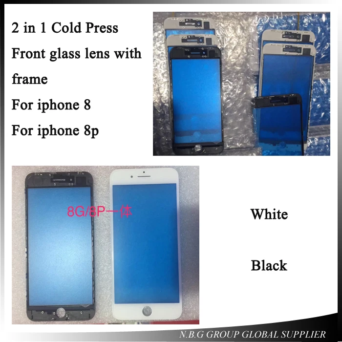 10 шт./лот высококачественное внешнее стекло со средней рамкой для iPhone 8 8plus