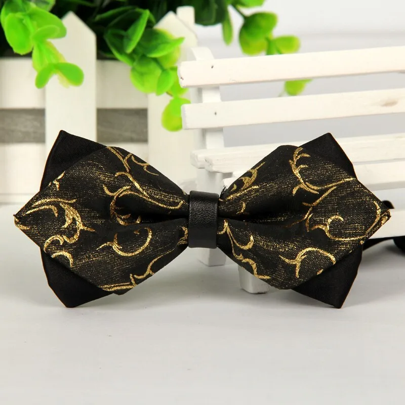 

SHENNAIWEI 12cm*6cm gold and black bowtie for men Fashion lote