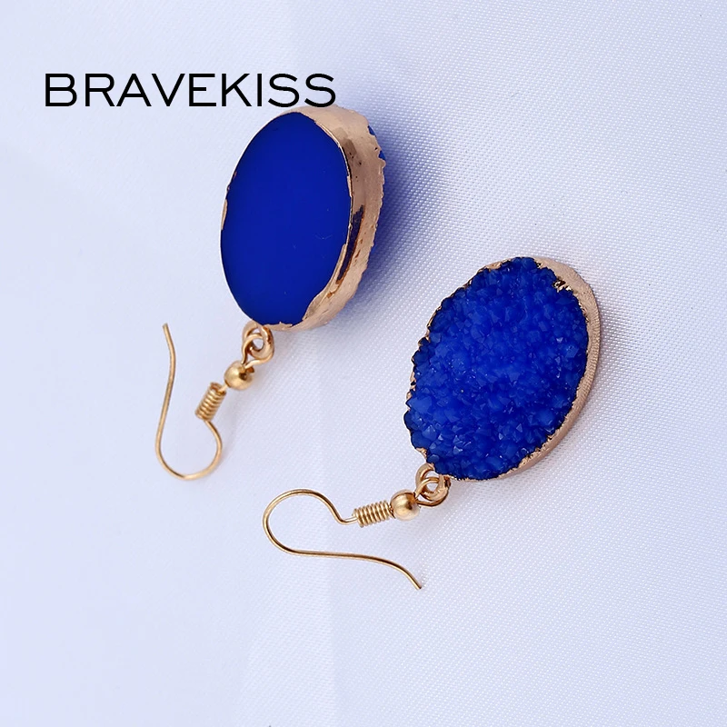 Bravekiss новый овальный синий камень Висячие серьги Модные украшения рыболовный