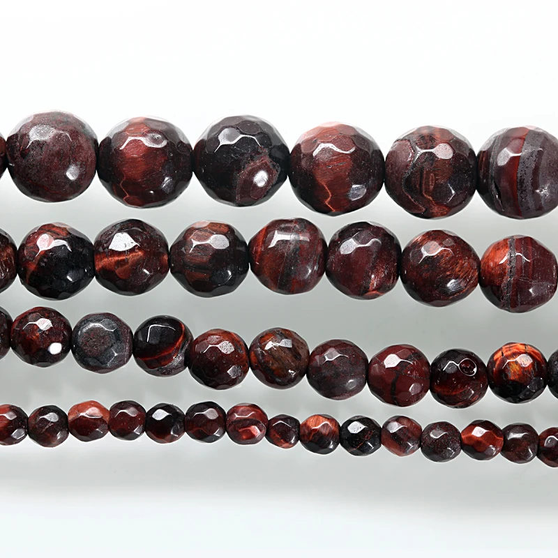 red tiger eye faceted loose beads wholesale lots bulk 4 6 8 10mm sizes natural stone for jewelry making fit diy handmade | Украшения и