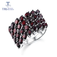 tbjnew style natural gemstone black garnet rings 925 sterling silver fine jewelry for woman anniversary birthday nice gift