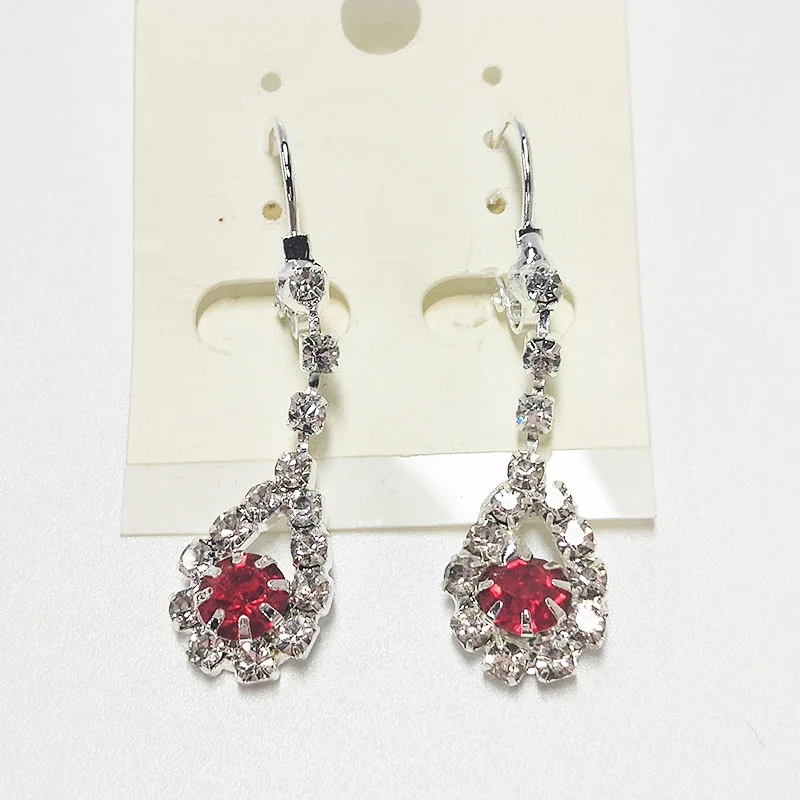 LELX 2018 круглая висячая серьга в форме капли воды с кристаллами красного и белого цвета для женщин LELX 2018 круглая висячая серьга в форме капли воды с кристаллами красного и белого цвета для женщин