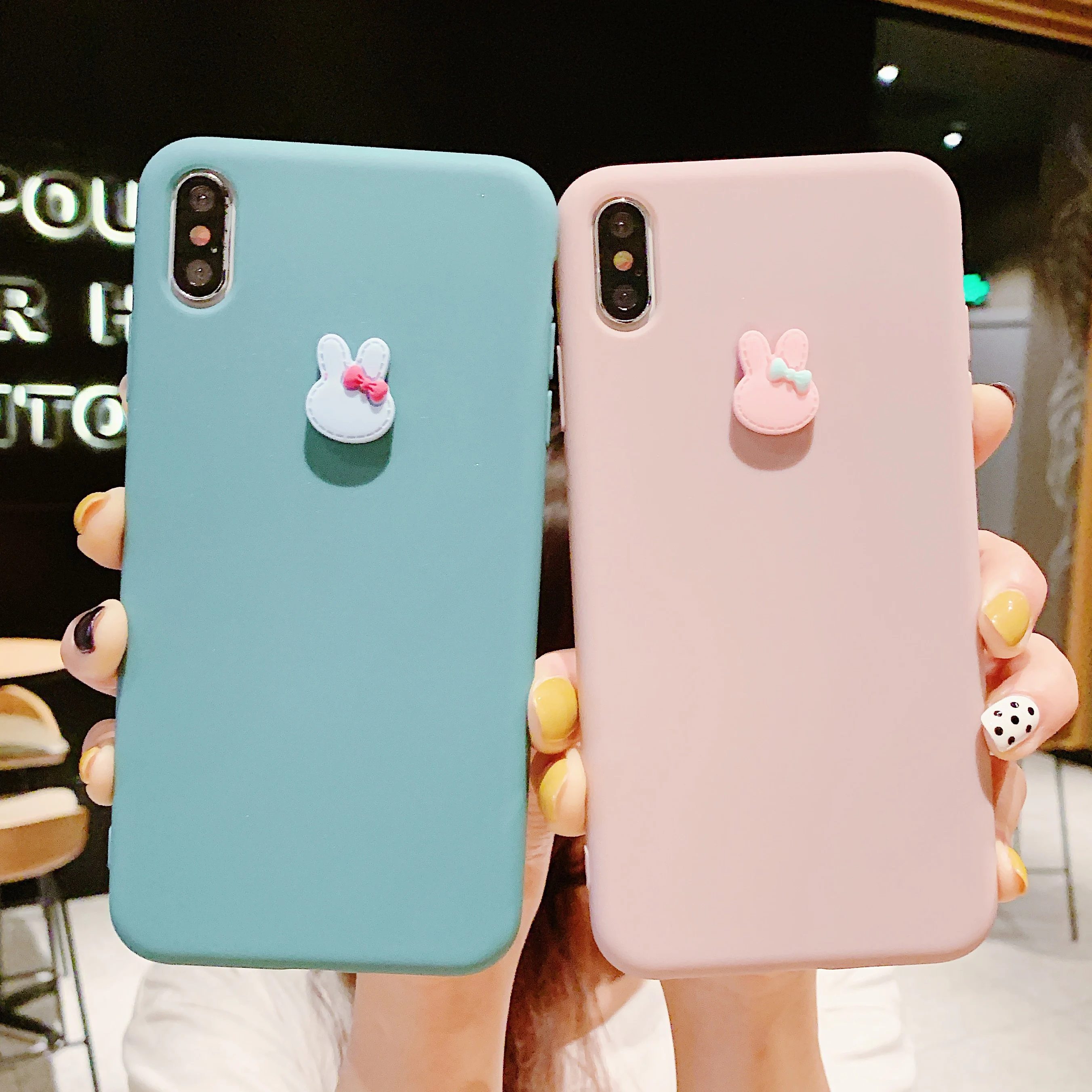 3D Rabbit Phone Cases For iPhone XR Case Cover Soft Silicone Coque 6 6S 7 8 Plus X XS Max Fundas Etui |