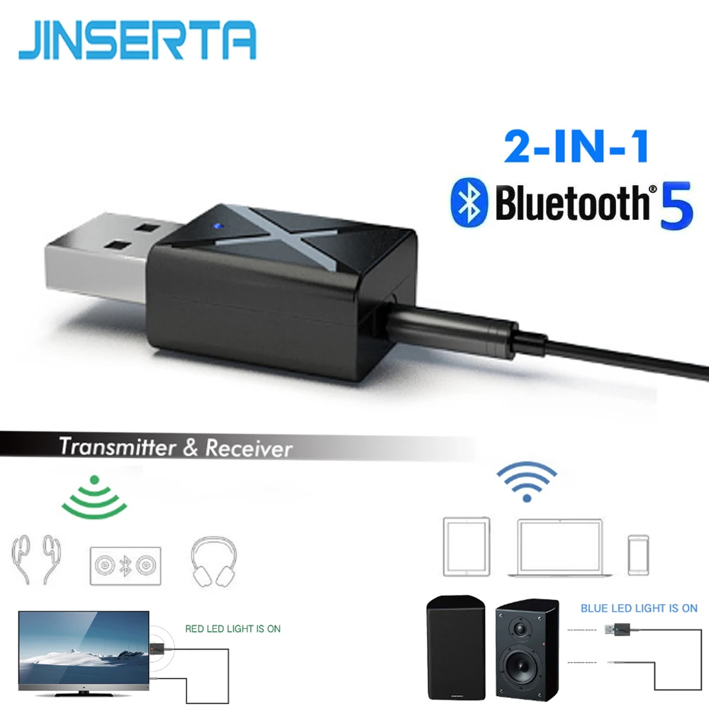JINSERTA беспроводной Bluetooth передатчик приемник 3 5 мм AUX стерео аудио адаптер для
