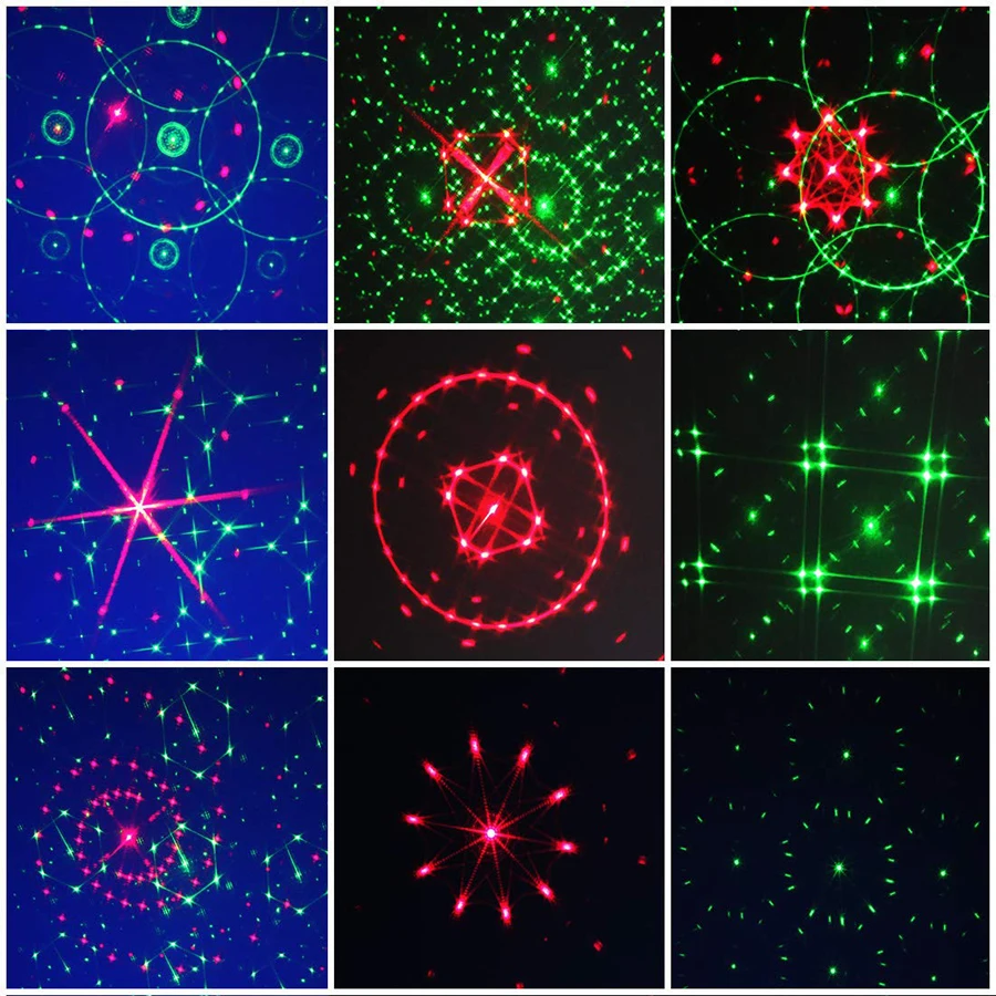 48 Patterns Laser Projector Christmas Disco Light Green&Red Star Shower DJ Party Lights LED Stage Decoration Light for Home