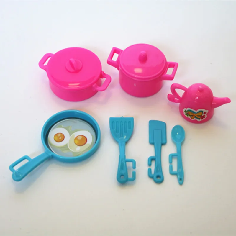 7 шт./лот новые высококачественные вечерние мебель для кукол розовые и синие