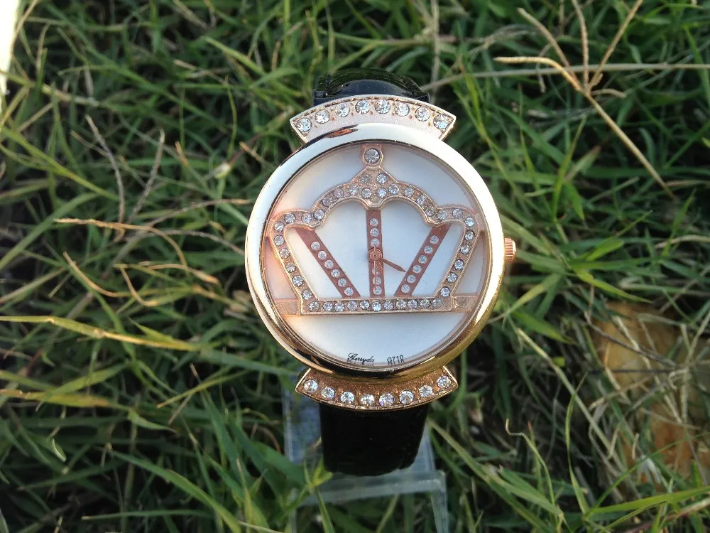 Роскошные женские модельные часы модные кварцевые с короной розовое золото