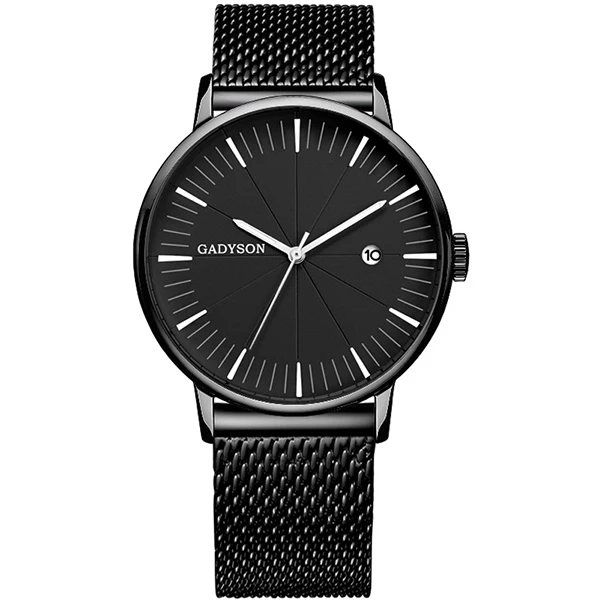 Black 1 DONROSIN, модные мужские часы, Топ бренд, Роскошные Кварцевые часы, мужские повседневные тонкие сетчатые стальные водонепроницаемые спортивные часы, Relogio Masculino - Цвет: Black 1