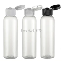 free delivery 120ml clear flip cap bottle travel refillable empty pet bottle for lotion shampoo travel refillable