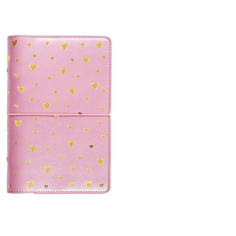 B Heart Pink Kawaii кожаный блокнот A5 A6, записная книжка, дневник, портативный дневник, блокнот в горошек, планировщик список дел органайзер, кадерно - Цвет: B Heart Pink