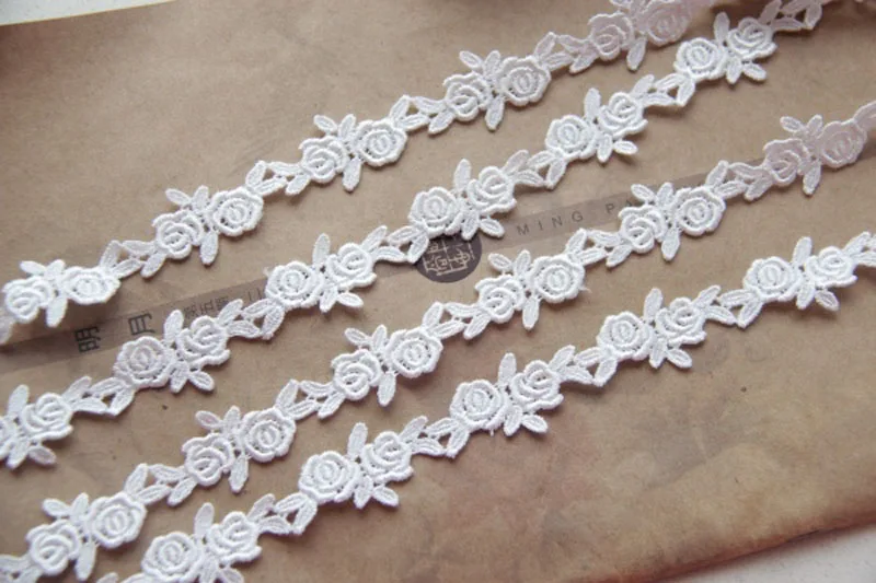 Белая кружевная отделка, 15 ярдов, отделка для украшения дома, Водорастворимая полиэфирная аппликация для шитья