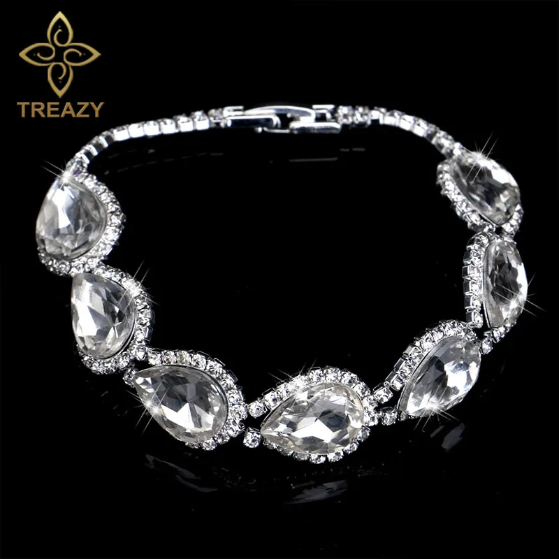 Новые роскошные браслеты TREAZY Стразы с кристаллами и для женщин посеребренные