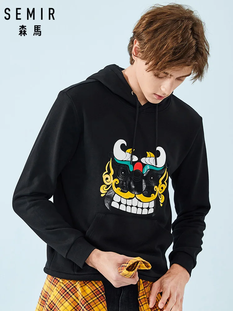 SEMIR мужская вышитая Толстовка с капюшоном Мужской пуловер карманом кенгуру