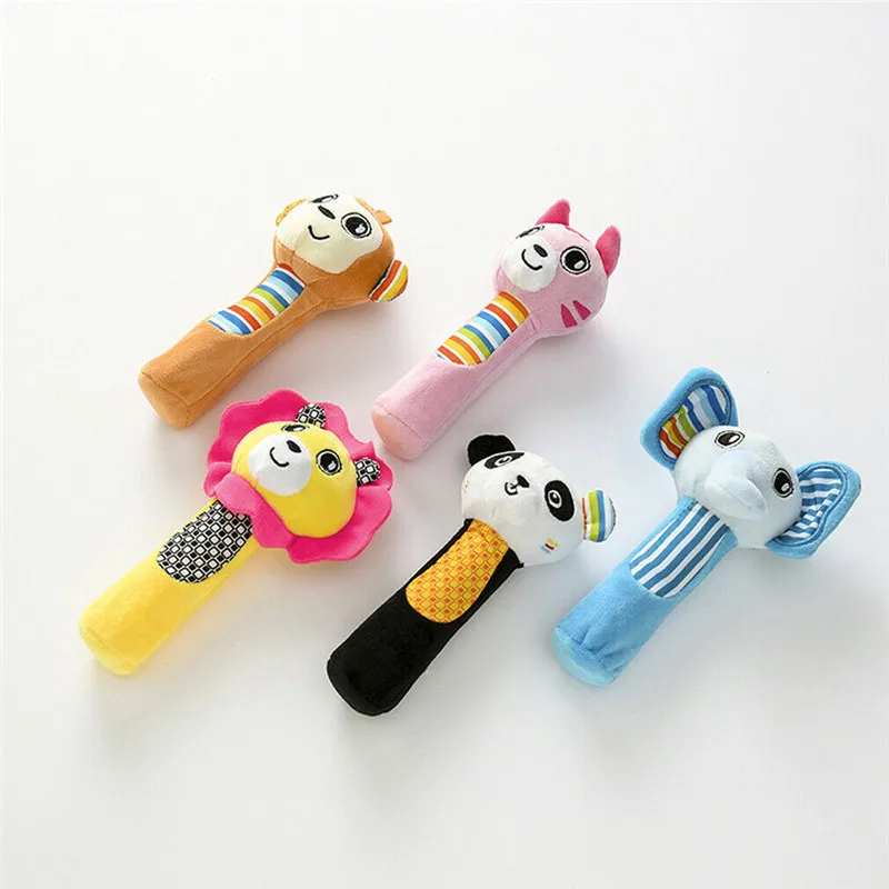 

Lovely Plush Stuffed Animal Baby Rattle Squeaky Sticks Toys Hand Bells for Children Newborn Gift Comfort 6 Styles Elephant