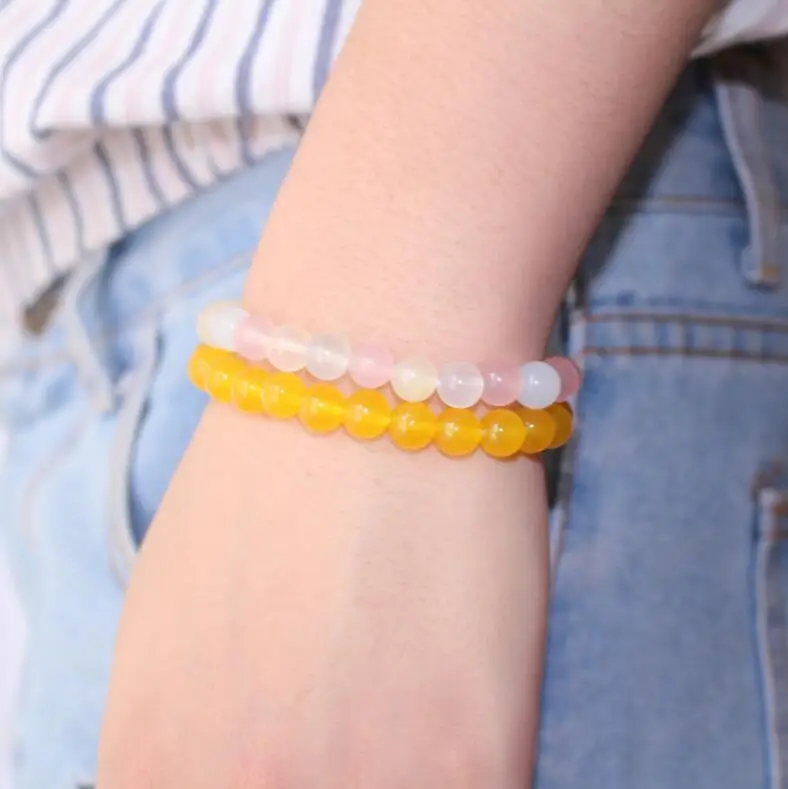 Браслеты из натуральных камней женские браслеты с бусинами опала 8 мм розового