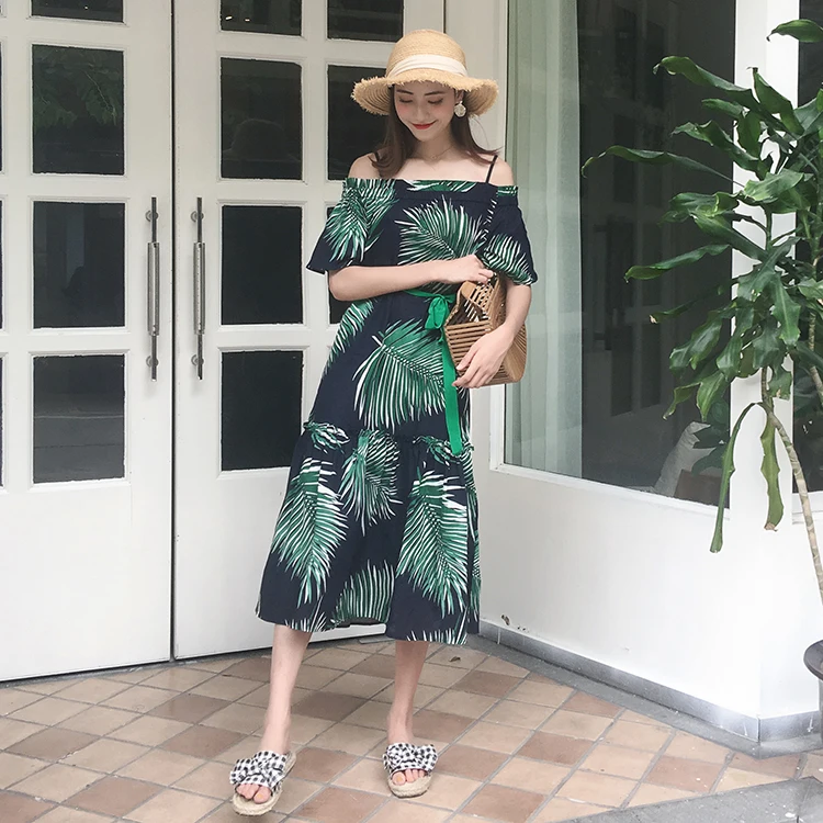 Богемный длинное пляжное платье цветочный женское Повседневное туники Slash