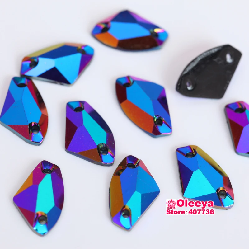 Стразы с 2 отверстиями для одежды черные стразы 9x14 мм 100 шт.|rhinestone connector|rhinestone iron on