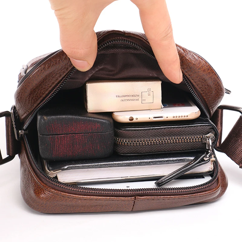 Genuine Leather Men Messenger Bags Designer Handbags High Quality Men's Bag Cowhide Male Shoulder Cross Body Bag for Man zznick