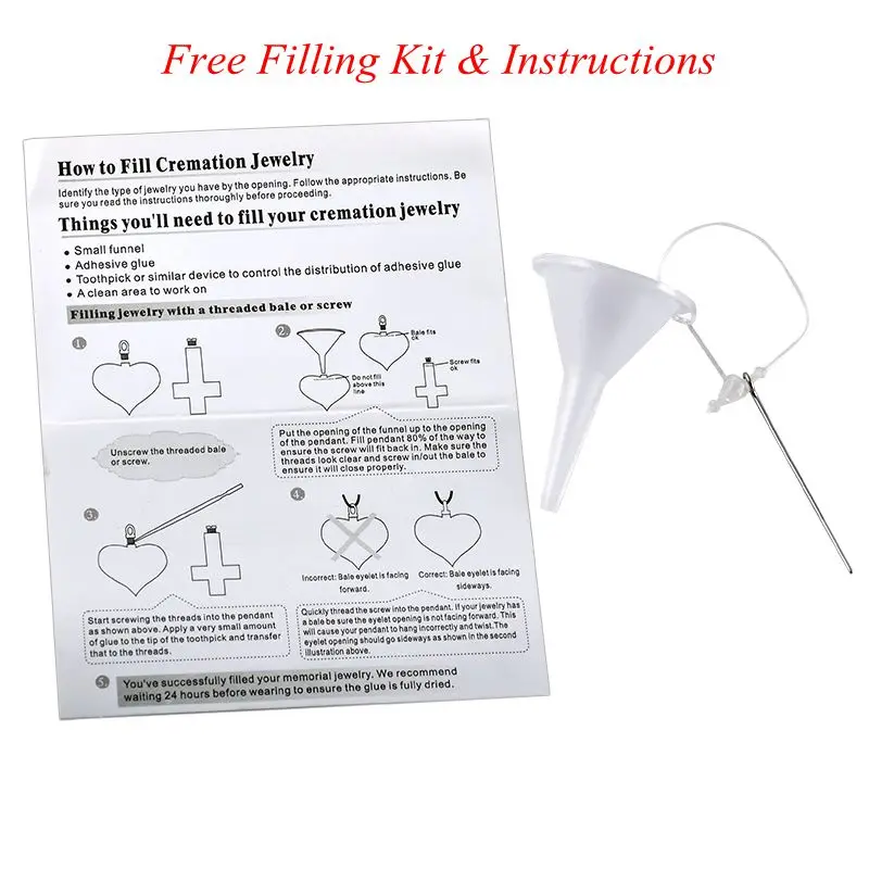 

XWJ8498 Free Filling Kit & Instruction, Inlay Crystals Heart Urn Ashes Holder Keepsake Hot Selling Stainless Steel Cremation Urn