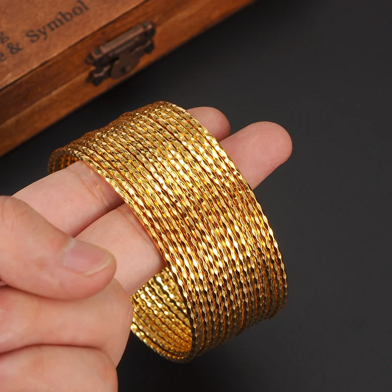 Высококачественный золотистый женский большой Эфиопский свадебный браслет